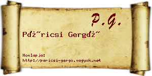Páricsi Gergő névjegykártya